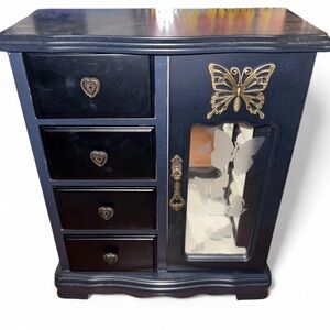 Elegant Black Jewelry Organizer with Butterfly Design
